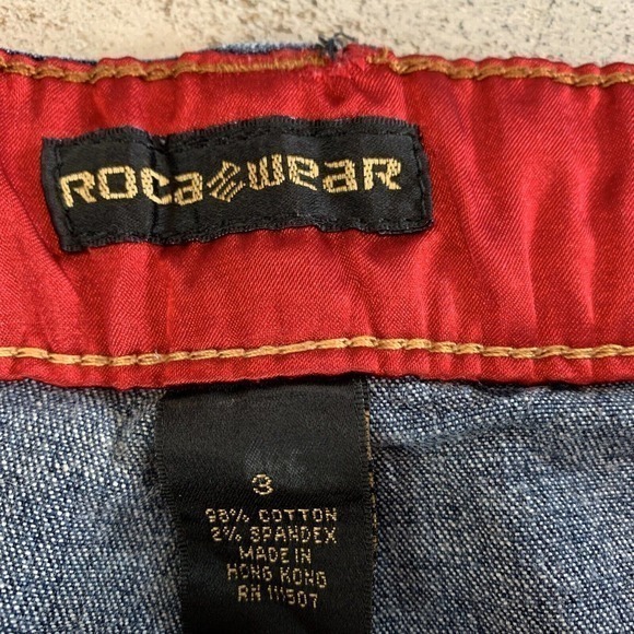 RocaWear Vintage Capri Denim Stretch Jeans 3 Y2K 90’s‎ Stretch Hip Hop Trendy - Picture 5 of 9